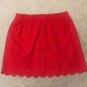 J Crew Factory red paper bag high waisted skirt